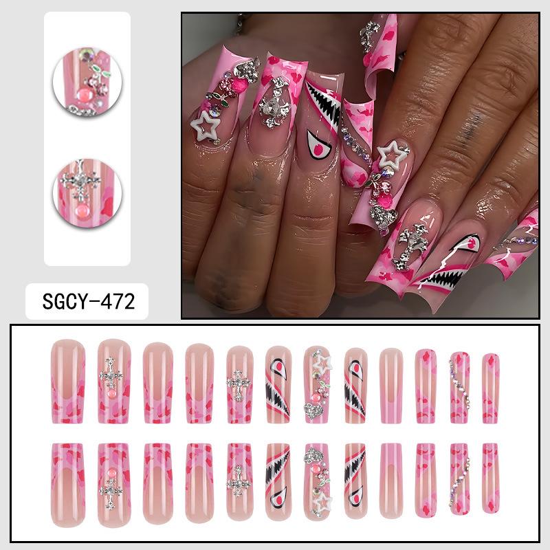 O8 Long Nail Art Tips - European & American High-End Wearable Summer Stickers