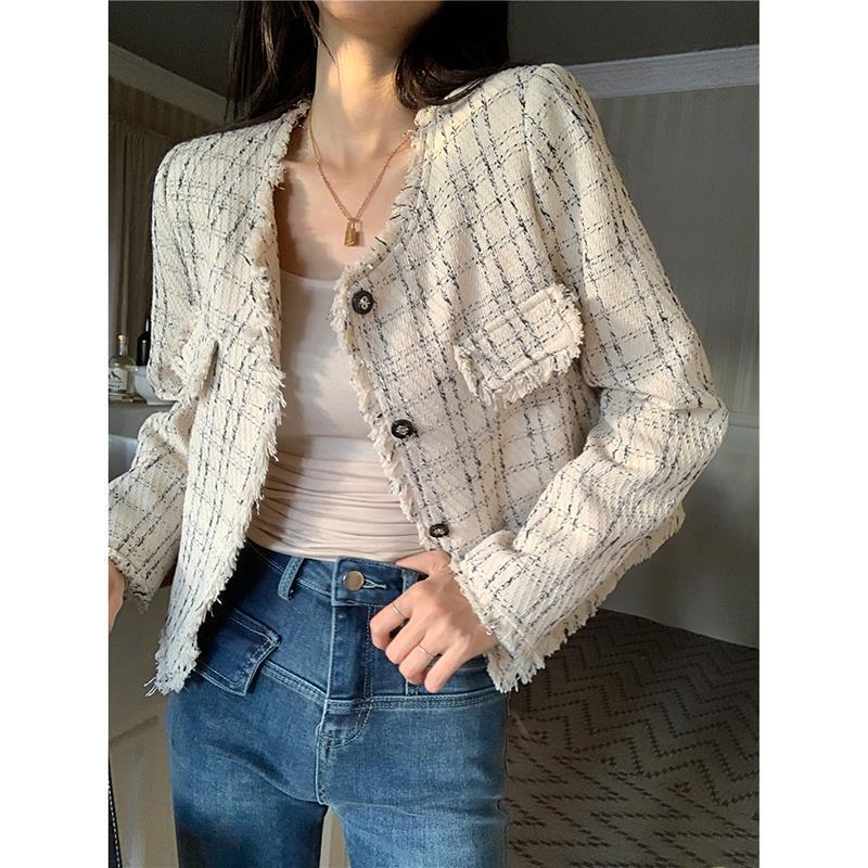 Chic Retro Style Fragrant Short Jacket for Women - Early Autumn 2023, Loose Slimming Long Sleeve Cardigan