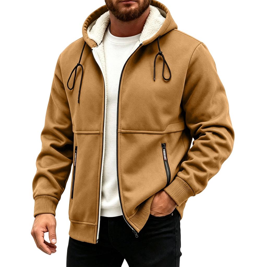 Herren Kapuzen-Strickjacke Jacke, Lässige Dicke Warme Winddichte Oberbekleidung für Herbst und Winter