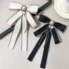 Korean Style Simple Bow Tie Pin Simple Imitation Pearl Brooch Women Black Mourning Corsage Shirt Collar Clothes Brooches