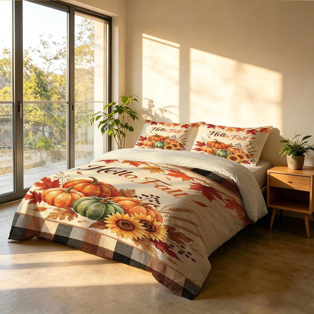 3pcs 90g polyester Hello Fall autumn decorative paintings featuring pumpkins sunflowers ideal soft home decoration