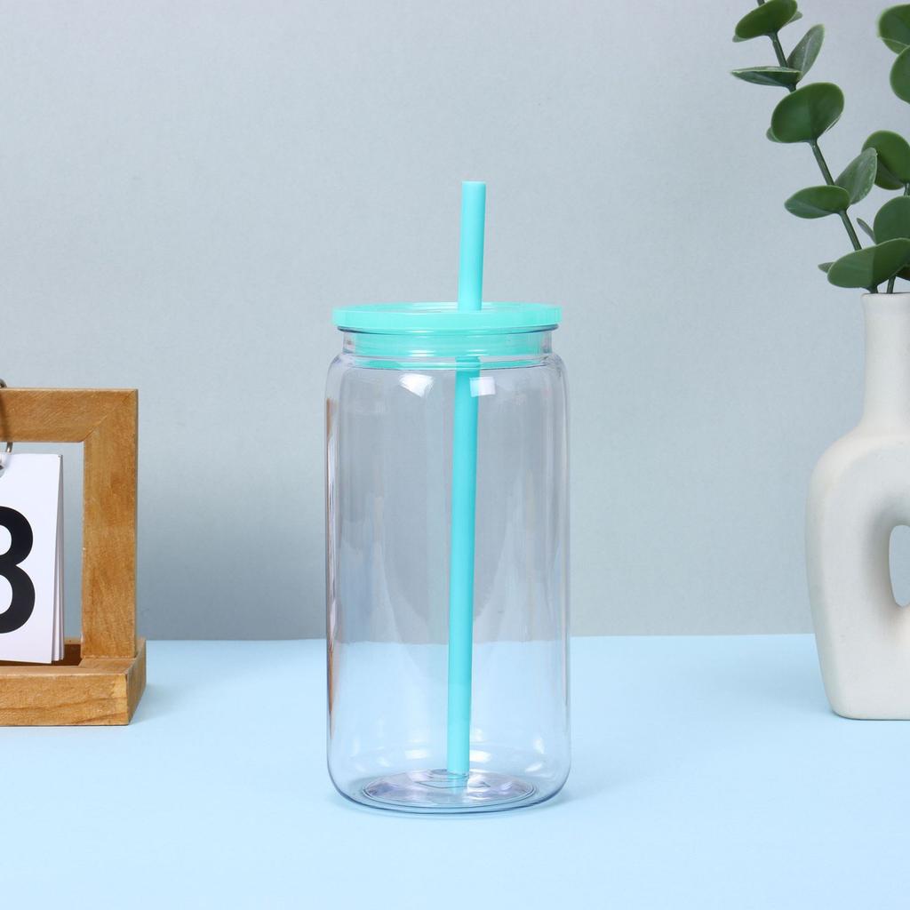 475ml 16oz Transparenter Plastikbecher mit Auslaufsicheren Deckeln Strohhalmen Ersatzdeckeln für Dosenförmige Eiskaffeebecher Niedlicher Tumbler-Becher