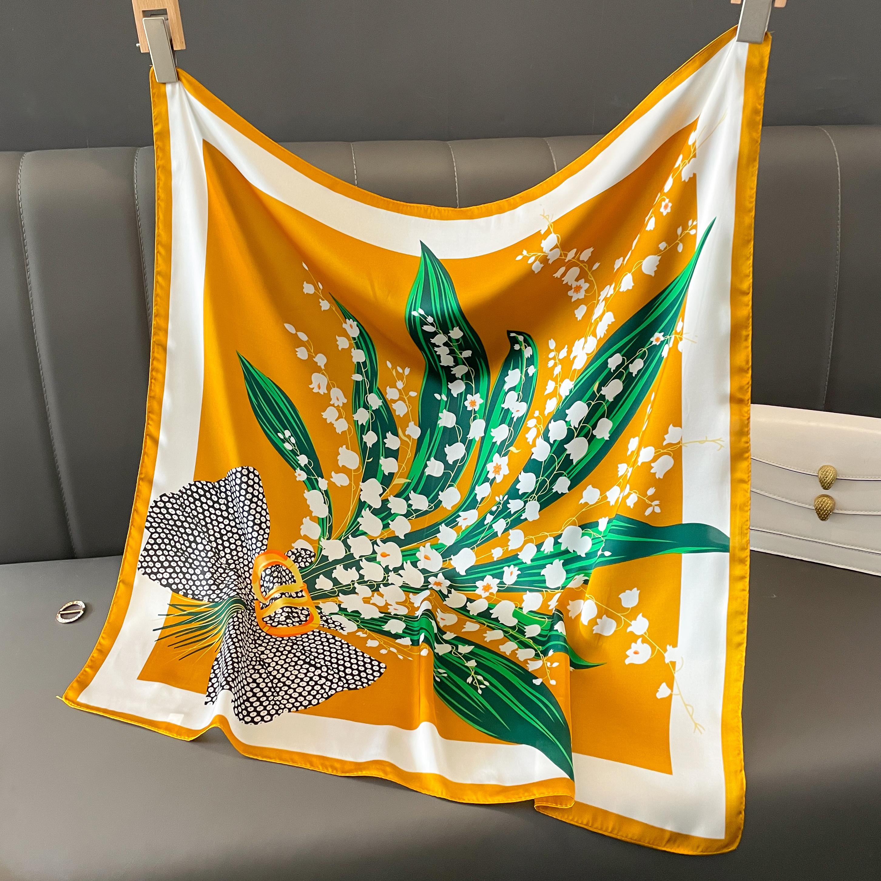 

70*70Cm Kerchief Popular Print Headcloth Luxury Design Silk Scarves Fashion Sunscreen Muffler Square Shawl Bandanna Foulard