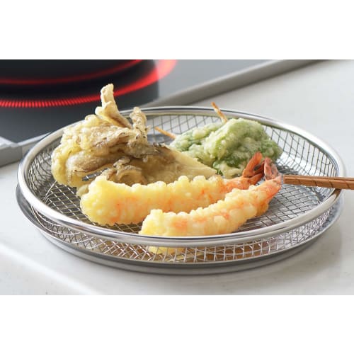 Yoshikawa Shallow Colander, Stainless Steel, Spark Mesh, 22cm, Cooking ABCs, Tsubame-Sanjo, Made In Japan, YJ2808