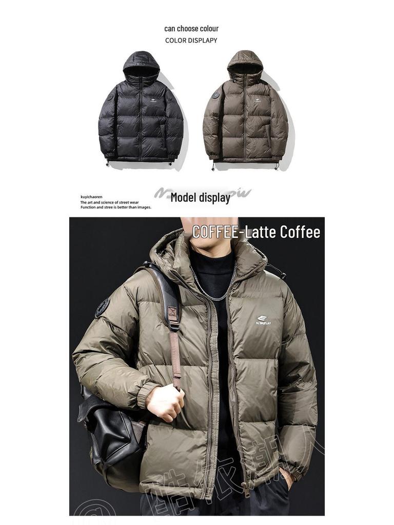 Męska Zimowa Kurtka Puchowa z Kapturem 2025 - Gruba, Ciepła, Modna, Luźny Krój, Duży Rozmiar Puffer.