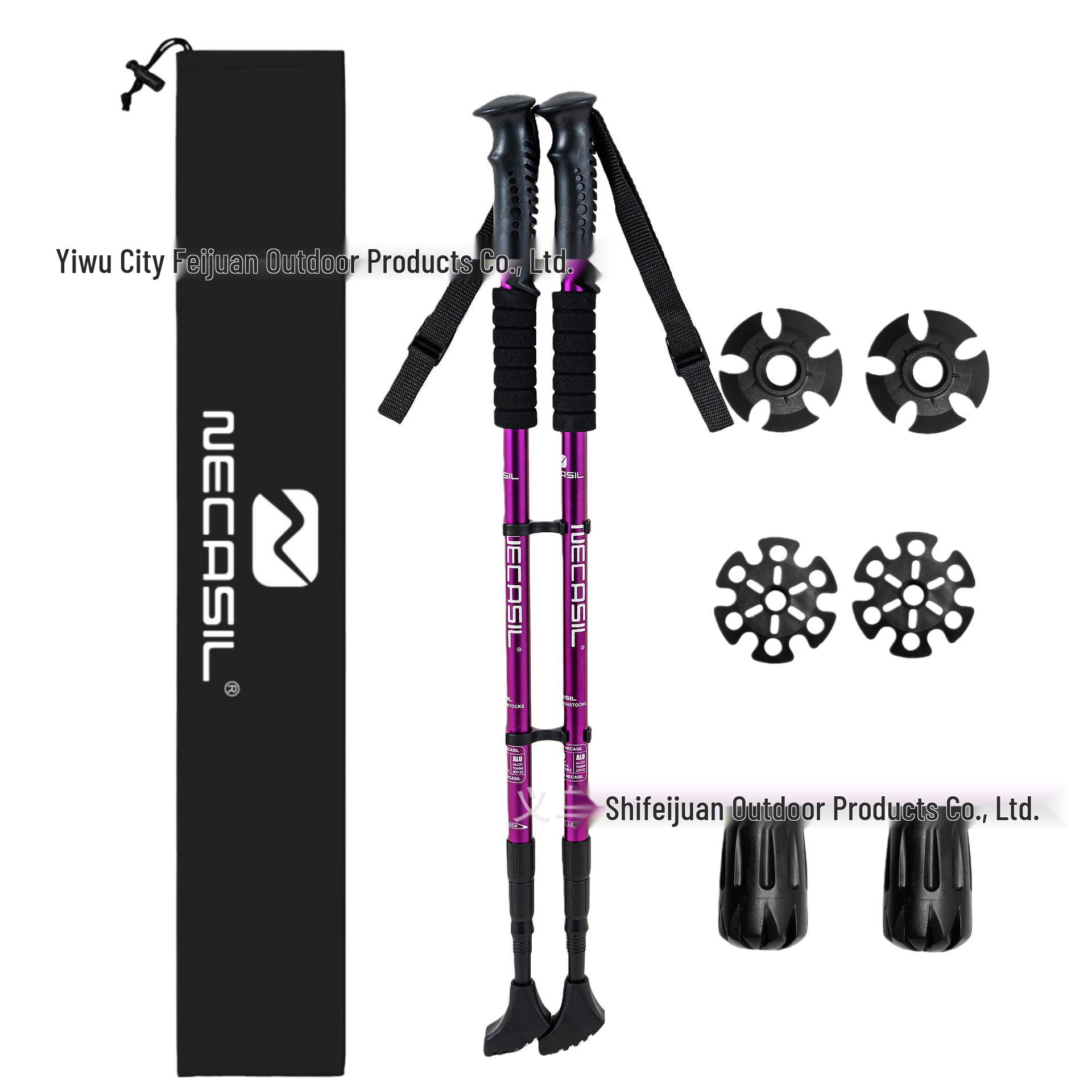 Three-Section Aluminum Alloy Trekking Poles for Cross-Country Walking 65-135cm