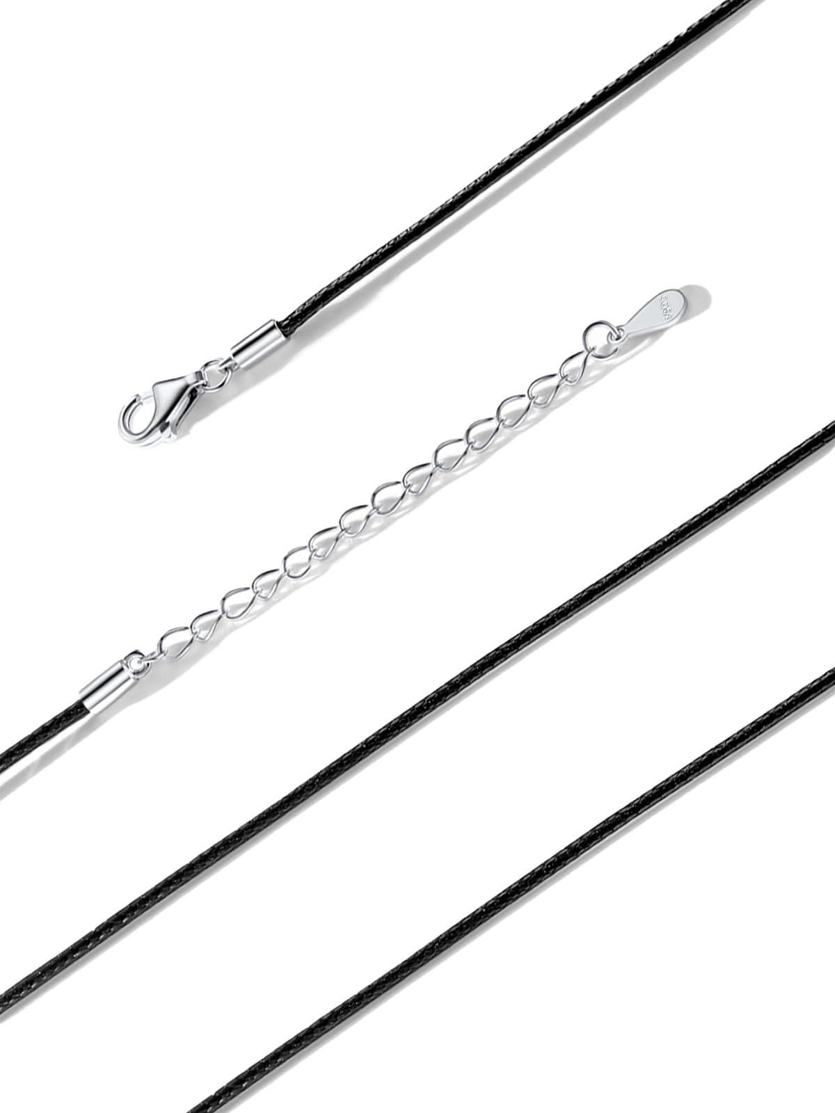 

Кожаный шнурок-цепочка для ожерелья Серебро 925 гипоаллергенный для женщин Тонкий 1 мм Вощеный шнур Кольцевая цепочка Подвеска Водостойкий [U7]