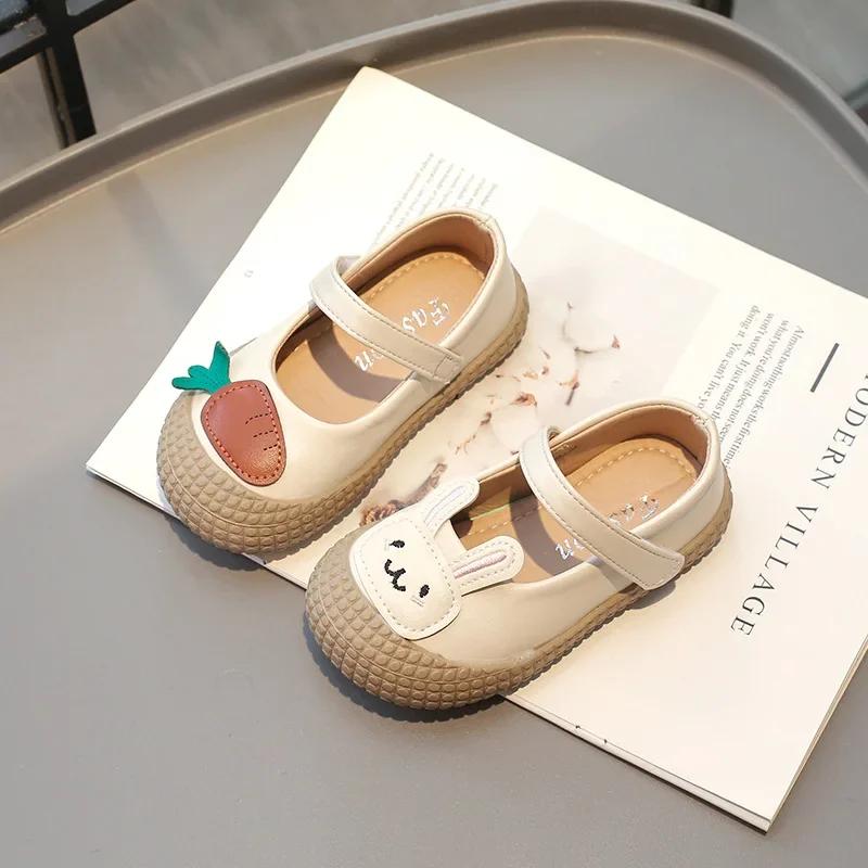 Shoes for Girls Baby Mary Janes Cartoon Bunny Little Children Spring Leather Shoes Funny Cover Toe Comfortable Kids Shoes