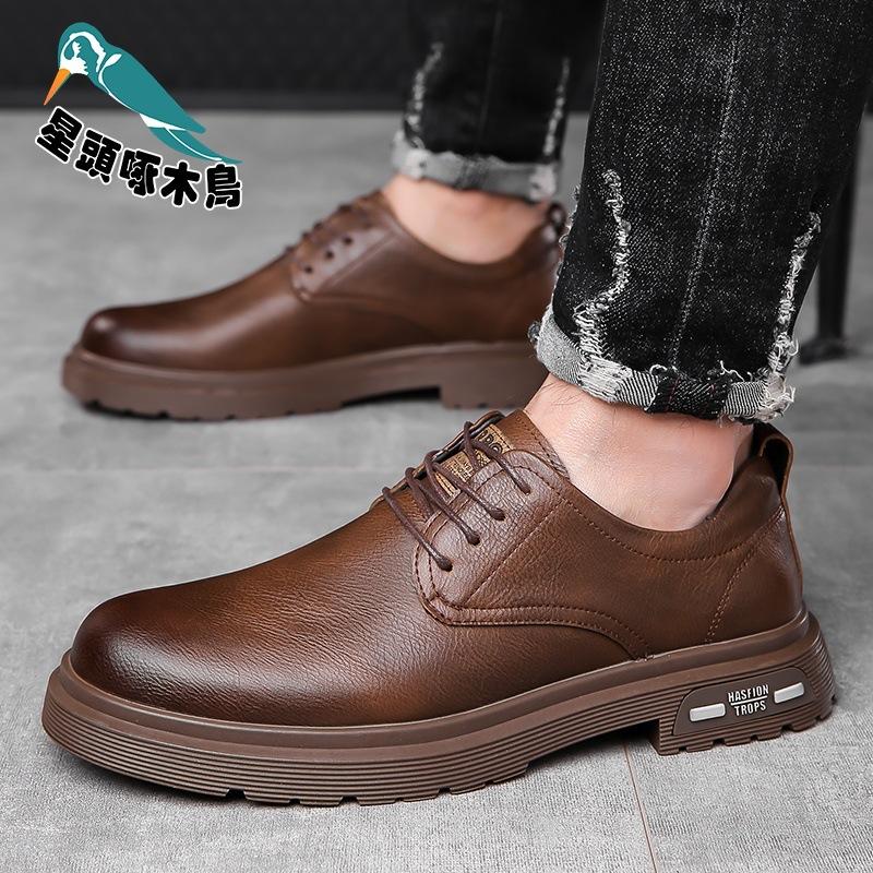 Men's 2025 New Men's Shoes Big Head Tooling Shoes Business British Style Formal Casual Men's Leather Shoes