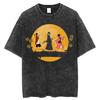 Anime Graphic Print Samurai Champloo Vintage Washed T-Shirts Mens Womens Oversize Short-Sleeved Streetwear Tops Tees
