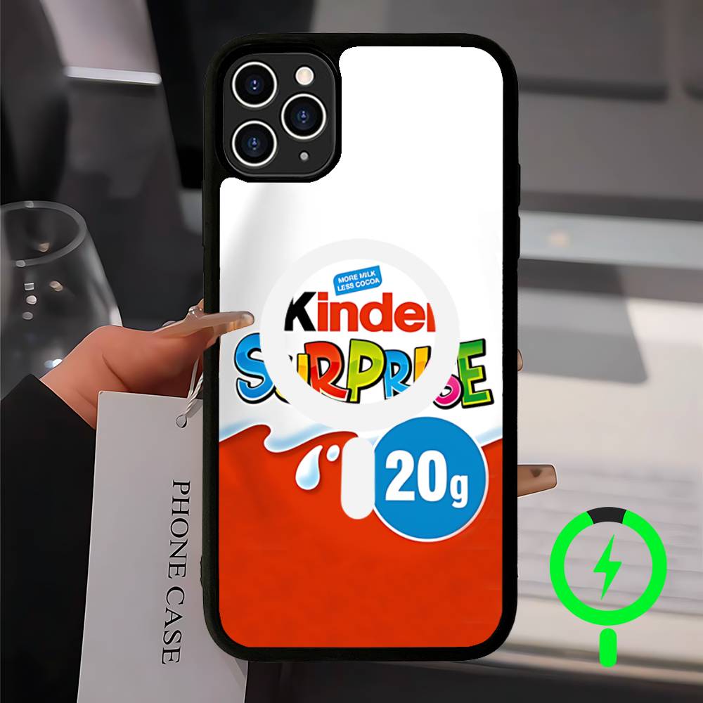 Cute Kinder Surprise Eggs Logo For Magsafe Magnetic Phone Case Wireless PC+TPU For IPhone 11 12 13 14 15 16 17 Pro Max Plus