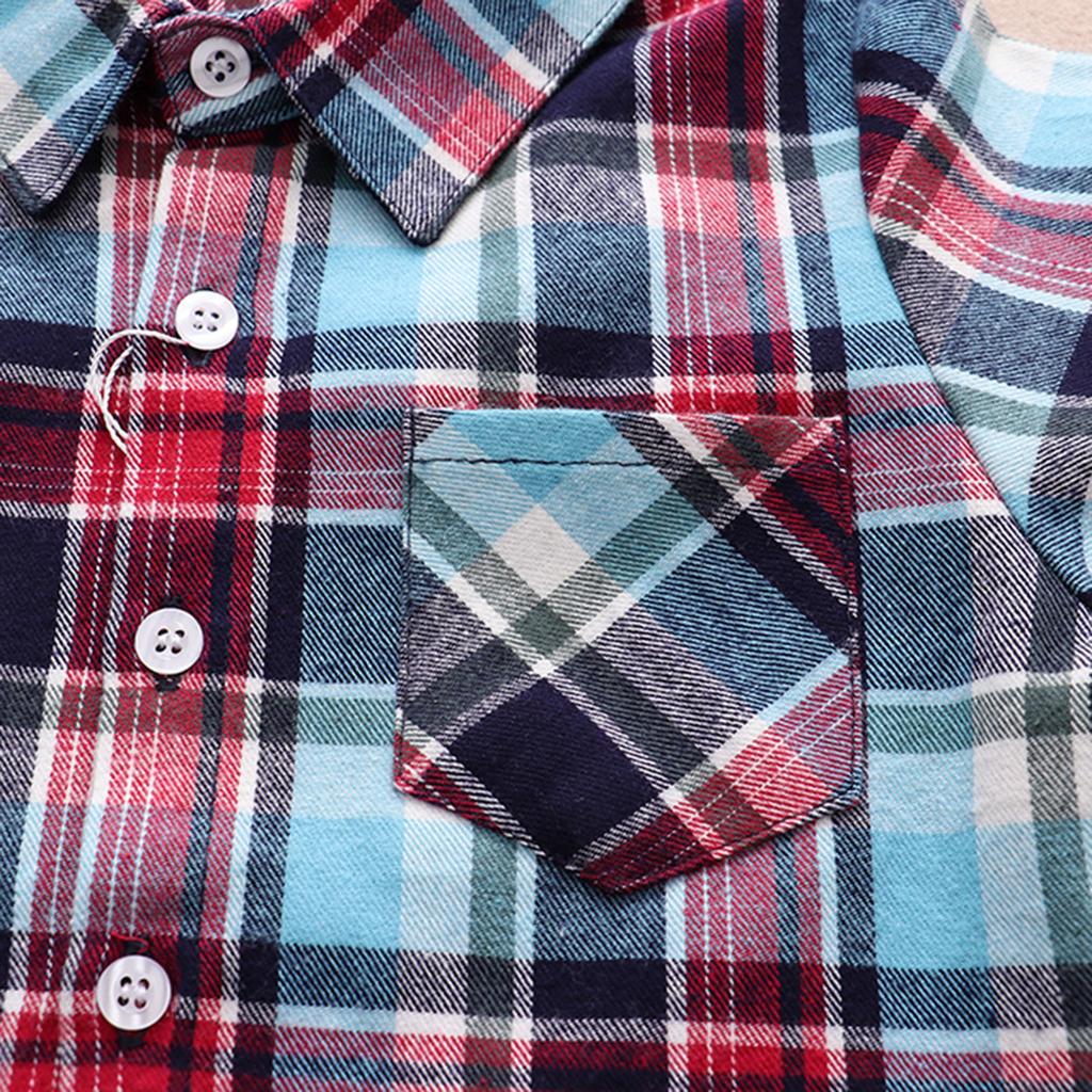 Bawełniana kurtka Dziecięce koszule w kratę Koszula z długim rękawem zapinana na guziki Znosić