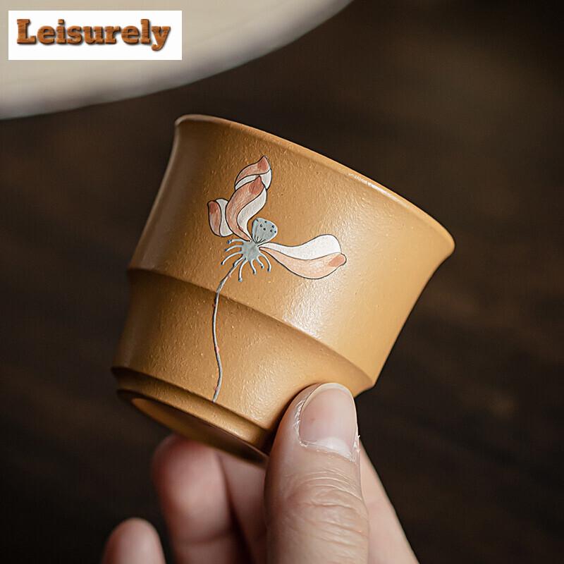 Chiński Yixing ręcznie robiony fioletowy gliniany kubek do herbaty podróżny tykwa filiżanka do medytacji miska do herbaty osobisty mistrz filiżanka do herbaty spersonalizowany zestaw do herbaty prezent