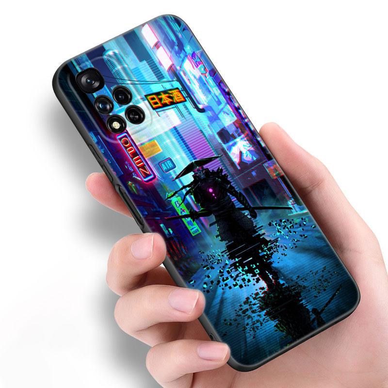 

Японский самурайский арт черный силиконовый чехол для телефона Xiaomi POCO X3 X4 NFC F5 M3 M4 M6 X5 X6 Pro F3 F4 GT 5G C55 C65 M5 POCO F3