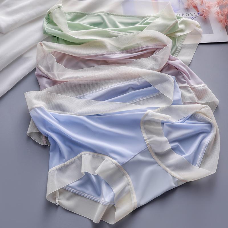 Großformatige Ice Silk Nahtlose High-Waist Damenunterwäsche - Atmungsaktiv, Elastisch, Bauchkontrolle, Po-Anhebung, Figurschmeichelnde Slips.