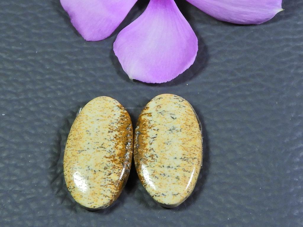 Natural Picture Jasper Matched Pair Designer Gemstone Loose Cabochon 11X20MM SK-670