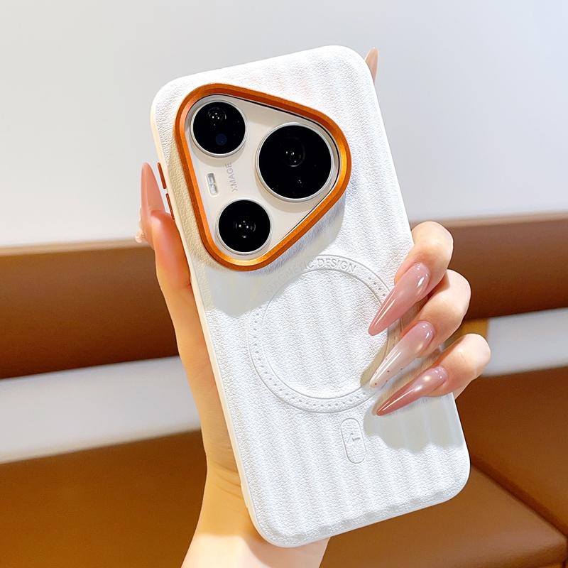 Case For Huawei Pura 90 Pro Max/Pura 90 Pro/Pura 90 Magnetic Ripple Matte PU Leather Texture Phone Back Cover Shockproof Bumper
