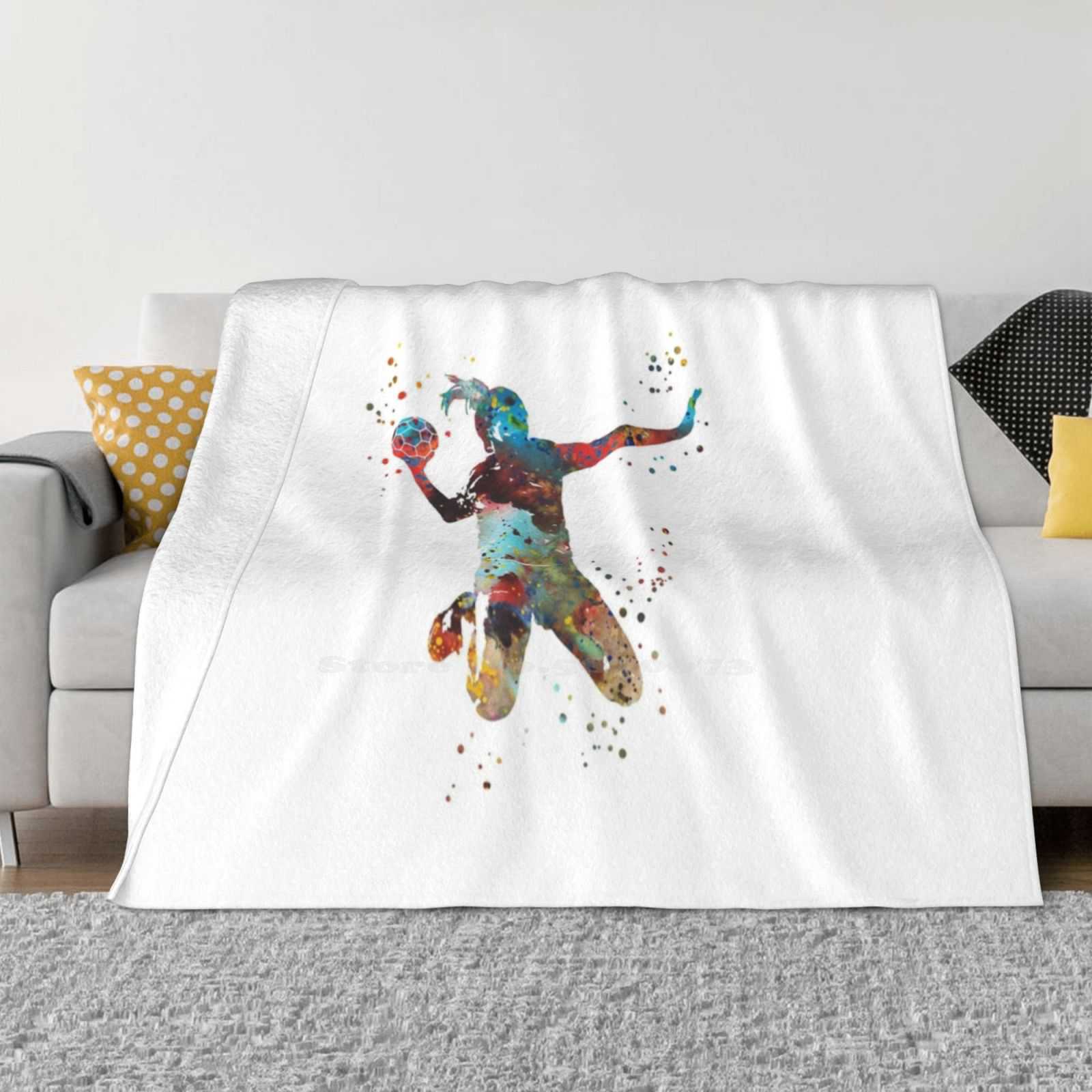 Girl Handball Four Seasons Comfortable Warm Soft Blanket Girl Handball Watercolor Handball Sport Girls Room Kids Room Handball 30x40in