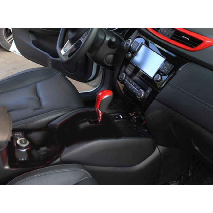 For Nissan Rogue 2014-2020 Carbon Fiber Red Gear Shift Knob Molding Cover Trim