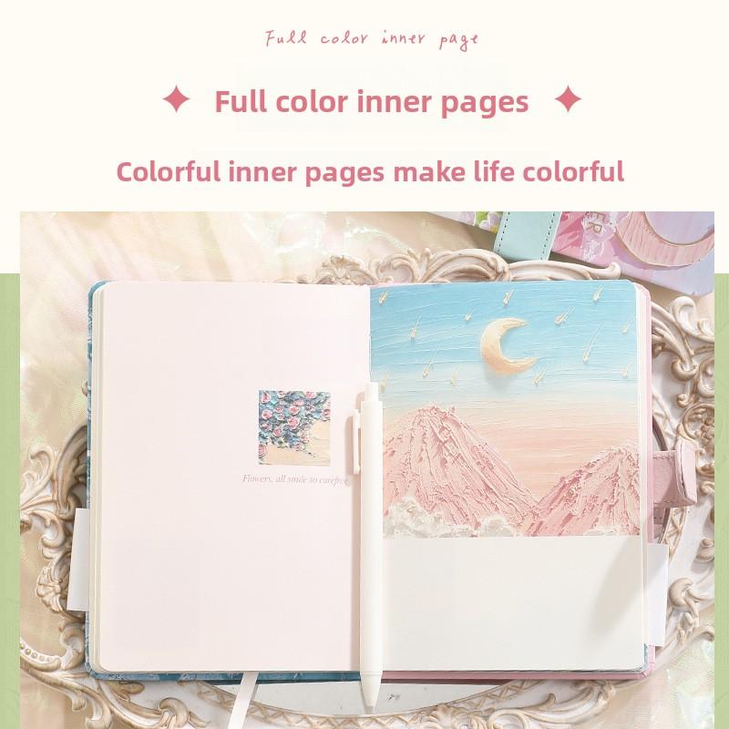Oil Painting Illustration Handbook PU Magnetic Buckle Book Multi-functional Color Page Notebook Student Girl Stationery