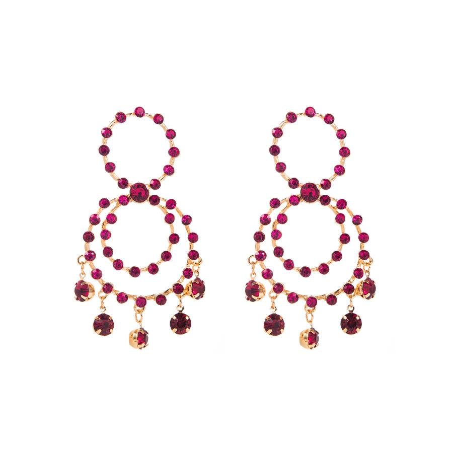 

Женские серьги с преувеличенной индивидуальностью, многослойные круглые серьги-кольца из сплава с кристаллами OneSize розы красного