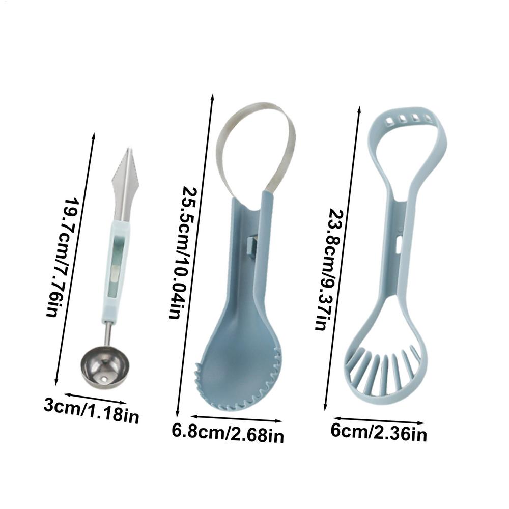 

Fruit Scooper And Baller Stainless Steel Fruit Baller Tool Multifunctional Watermelon Carving Kitchen Supplies For Camping синий