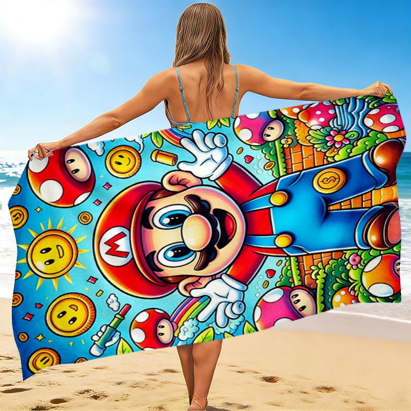 1Pc Super Mario Adventure Beach Towel, Quick Dry, Multi-Use for Beach Pool Gym Yoga Home Travel, Christmas, Halloween, Xmas Gift M928784