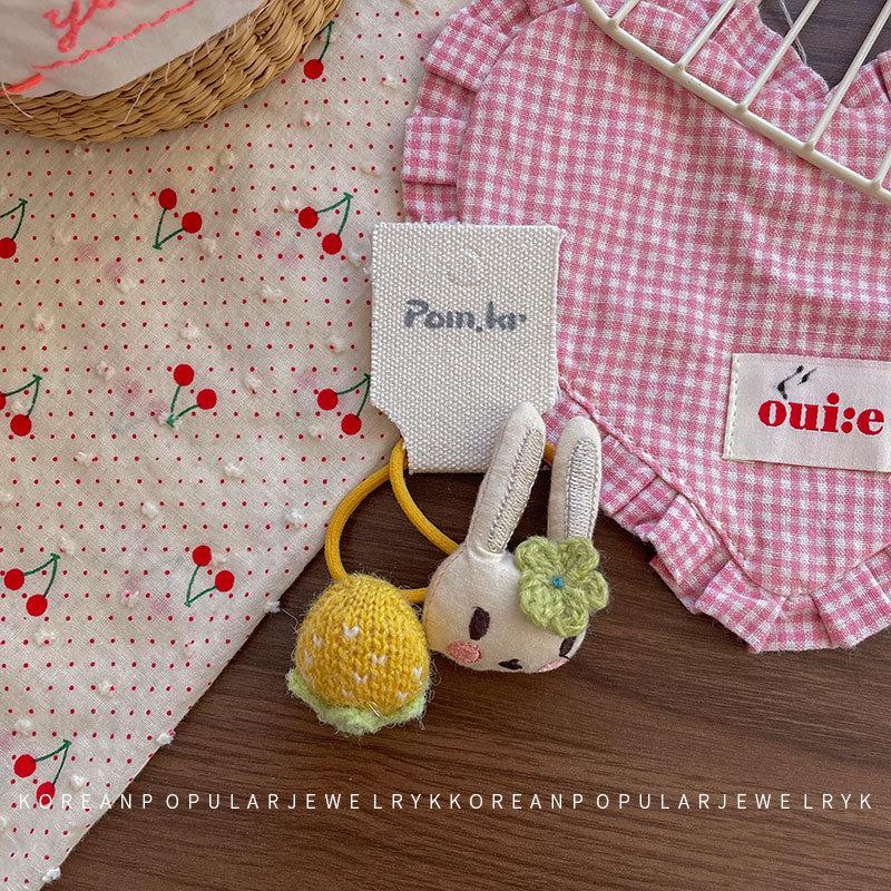 

Korean Style Cartoon Bunny & Strawberry Hair Tie for Kids - High Elasticity Fabric Ponytail Holder