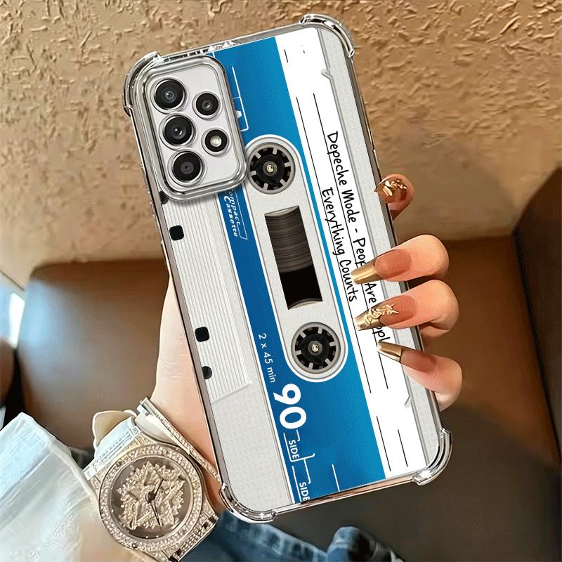 Vintage 90S Cassette Tape Pattern Plating Phone Case For Samsung A17 A07 A37 A57 A16 A56 A15 A55 A14 A54 A13 A53 A26 A36 A25 A35