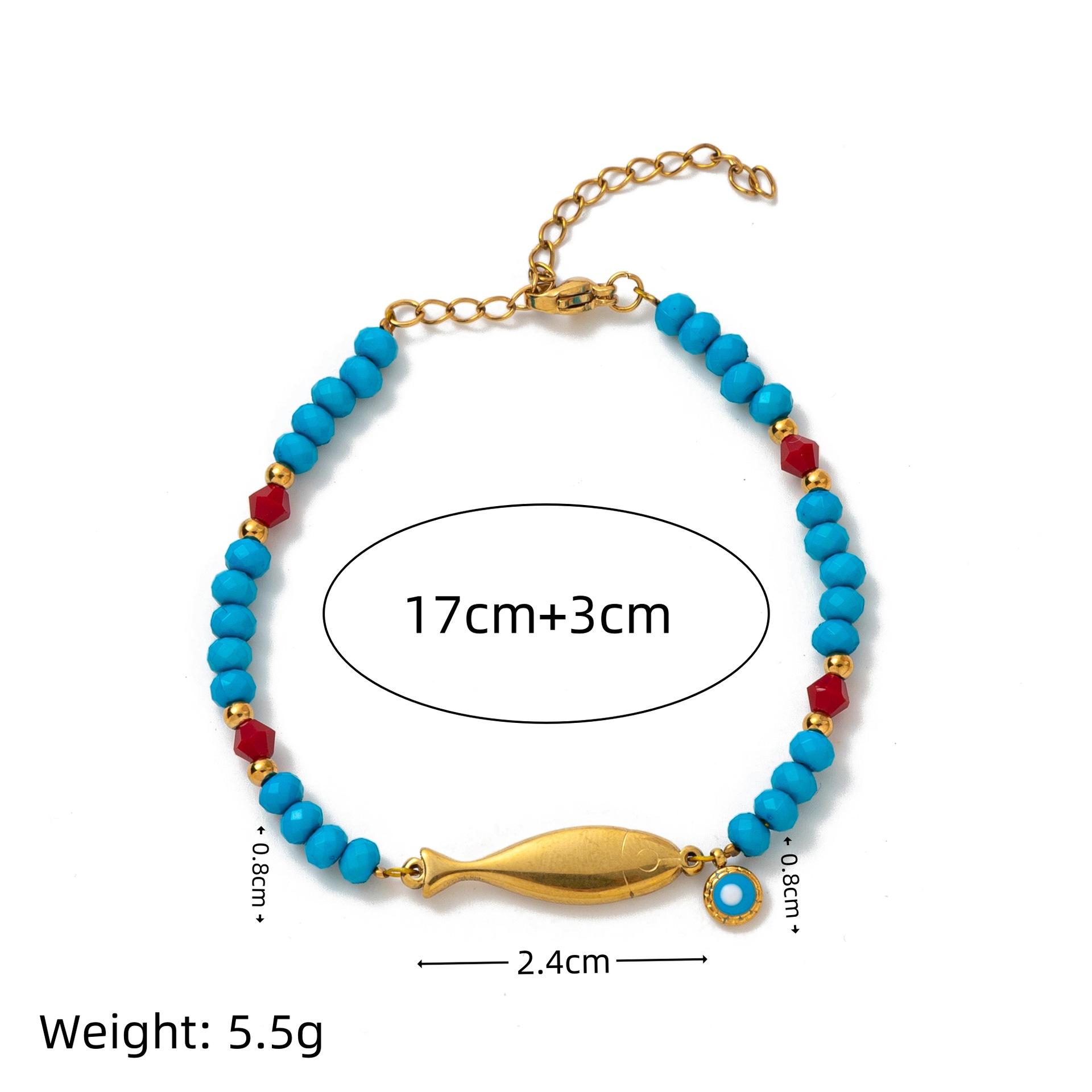 Fashion Color Beaded Bracelet Titanium Steel Diy Goldfish Pendant Necklace Clavicle Chain Furnace Vacuum Electroplating Gold