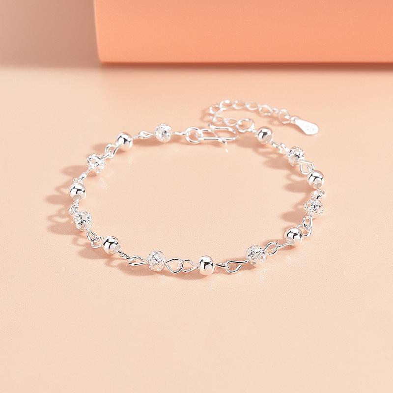Vintage 925 Sterling Silver Bracelets for Women Luxury Korean Hollow Texture Round Bead Bracelet Party Wedding Beautiful Jewelry