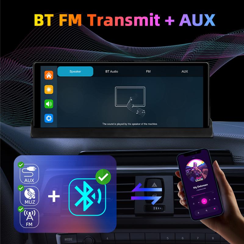 10.26"  Car DVR 4K Camera Wireless Carplay Android Auto Ai Screen Dashboard Dash Cam Dual Len GPS Navigation Video Recorder AUX