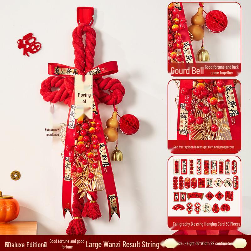 Housewarming Decor: Fu Character Door Handle Pendant Knot for New Home Ceremony