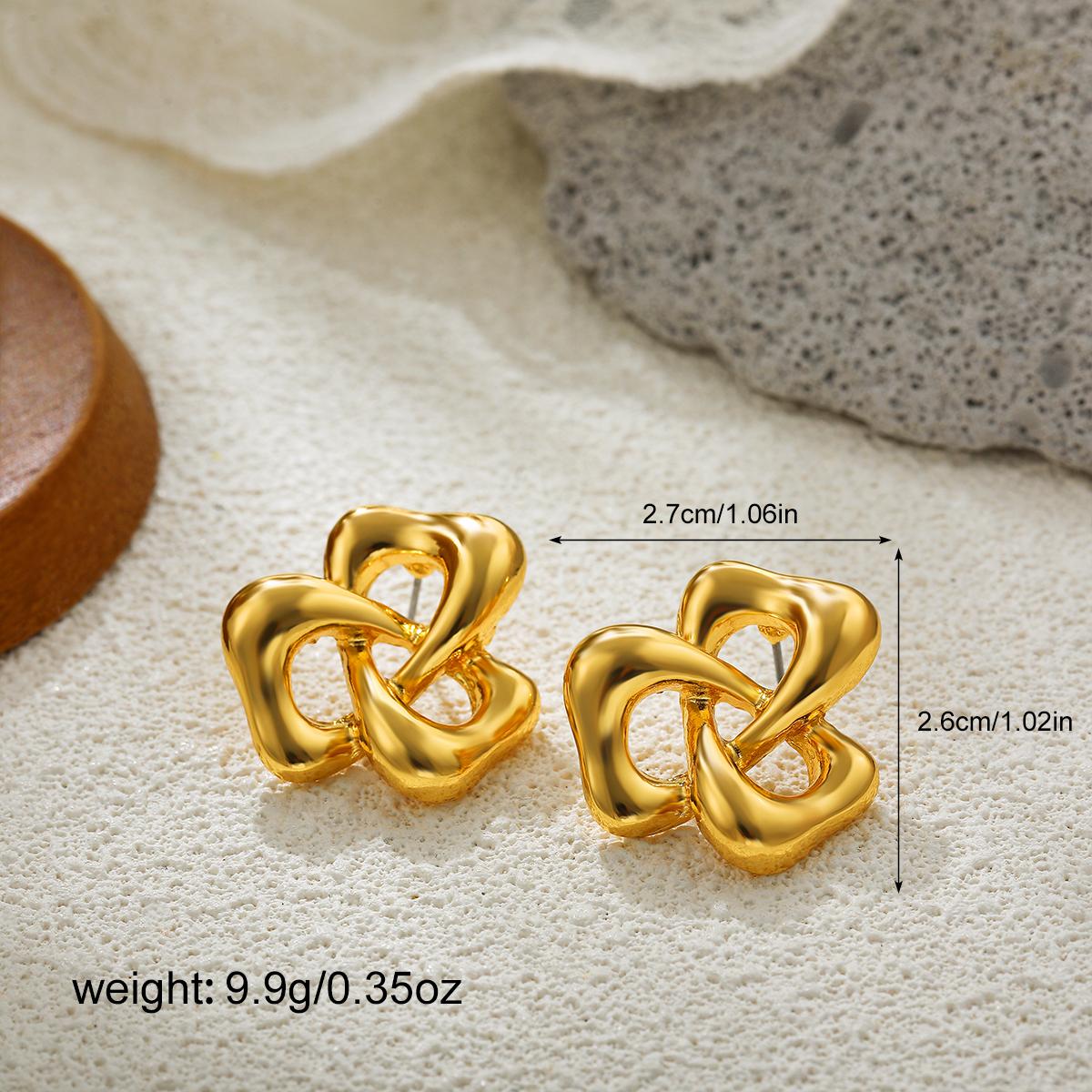 

Stainless Steel Metal Big Flower Exaggerated Earrings 18K Gold Plated for Women Fashion Eye-Catching Party Jewelry