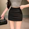 Korean High Waist Black A-line Skirt - Women's Slimming Spring Short Skirt