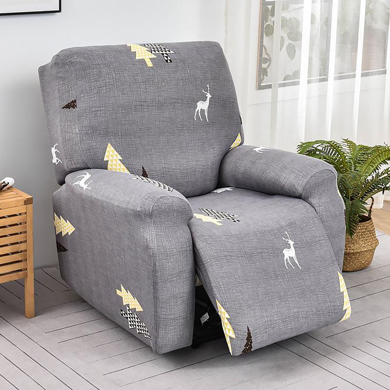Recliner Chair Cover 4-Pieces, Stretch Sofa Slipcover 1 Seater Sofa Covers for Living Room Furniture Covers with Elastic Bottom