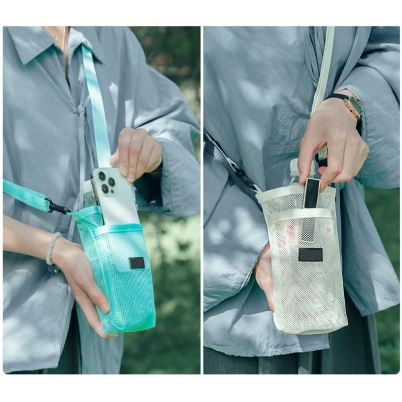 Meshes Water Bottle Holder Sleeve Water Bottle Carriers Bag for Clear Hydrations Monitoring Zippers Access Oxford Fabric