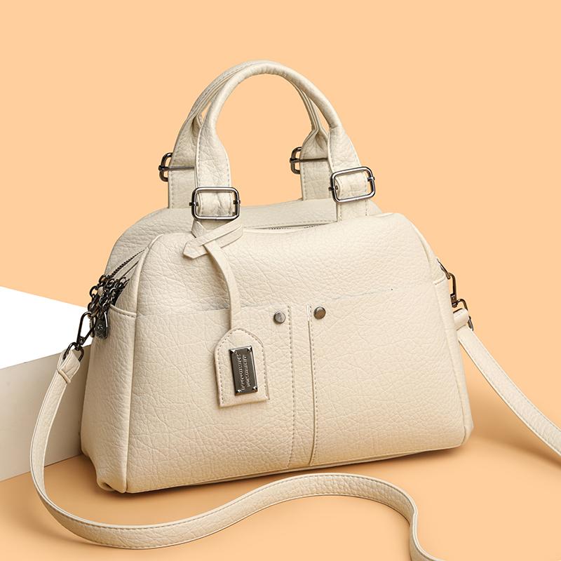 Bolsa Tote Grande Capacidade PU Feminina Multicompartimentos para o Dia a Dia Ombro Transversal