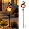 Waterproof Lawn Landscape Lighting Halloween Pumpkin Solar Yard Light, Garden Stake Light with Warm Glow Glass Easy Install Ball, Powered Pathway for