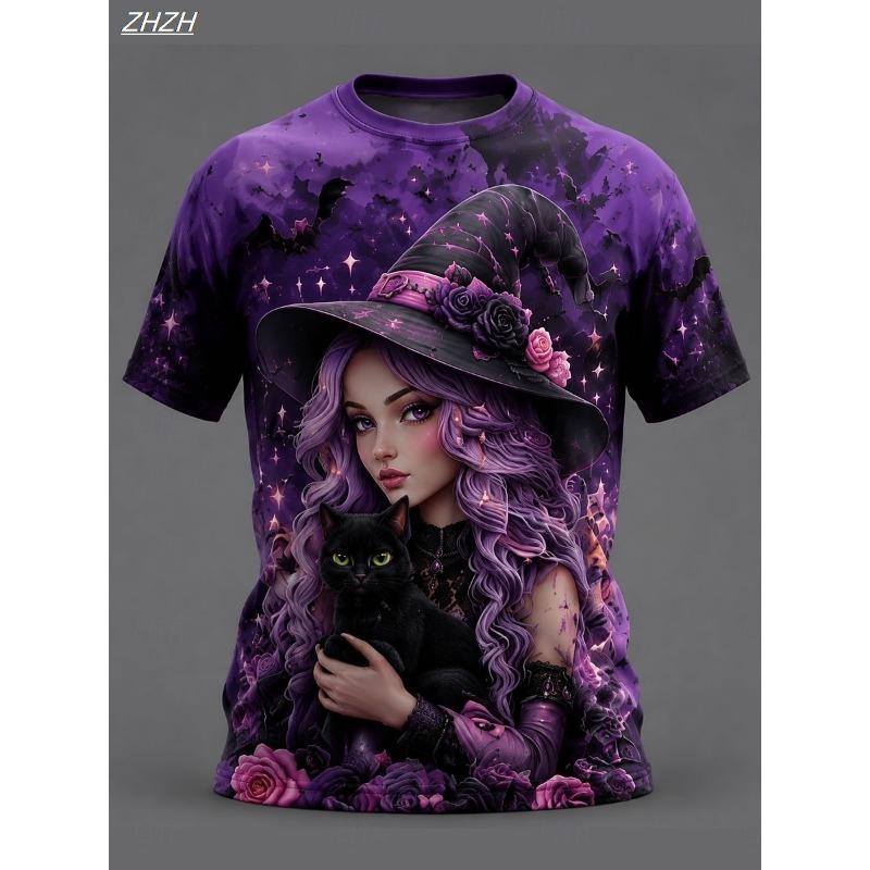Halloween Women's T Shirt Print Graphic Halloween Vintage Stylish Casual Short Sleeve Crew Neck Regular Top Casual Daily Weekend