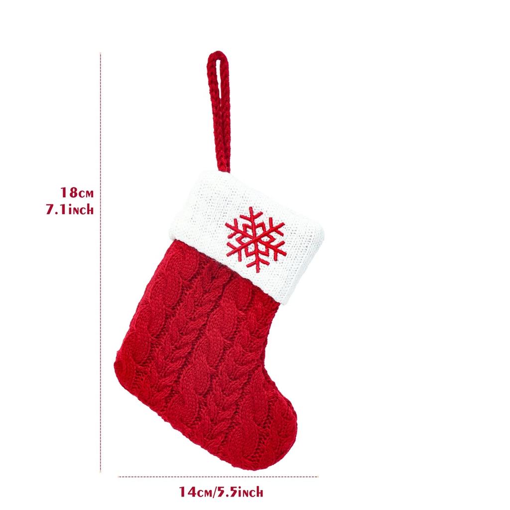 Christmas Knitted Stocking With Snowflake Pattern Holiday Home Decoration Gift Ornament For Xmas Tree