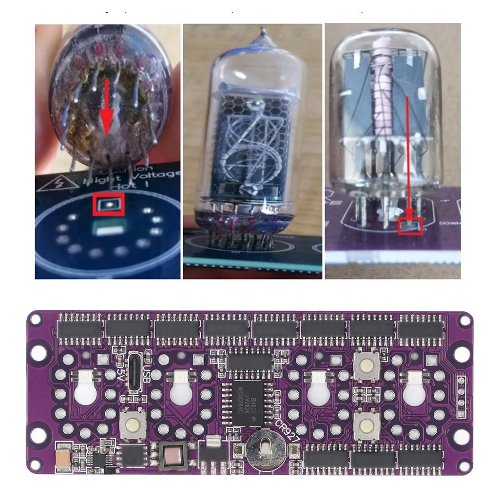 Nixie Tube Clock Circuit Board, Nixie Tube Clock Control Board, Multiple Backlit Colors, Nixie Tube Clock Module with 12 24 Hour Formats
