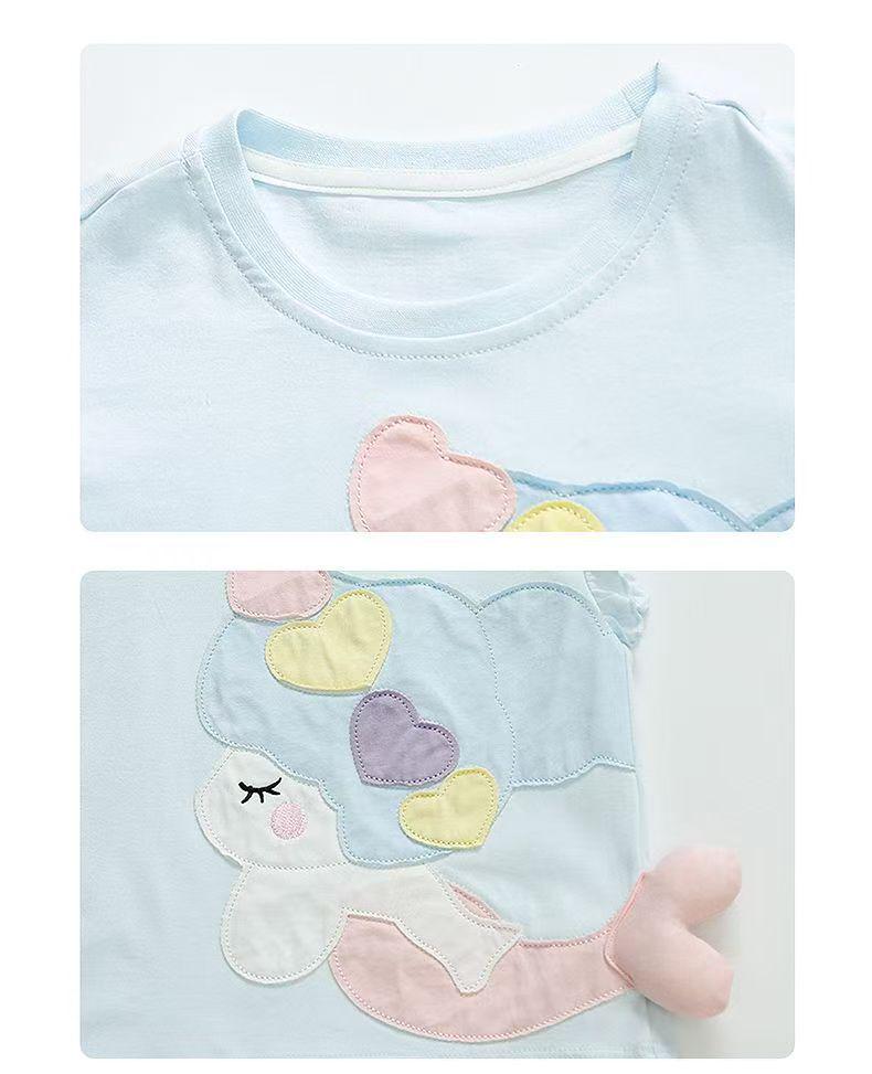 2026 Summer Kids' Cartoon T-shirt & Mosquito-Repellent Pants Set for Girls