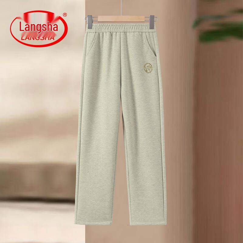 

LangSha Mid-Aged Women s Embroidered Straight-Leg Casual Pants XL