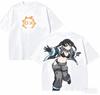 2026 Summer Harajuku Anime T-shirt Fire Force Tamaki Kotatsu Double Sided Print Tee White Streetwear Casual Top for Fans