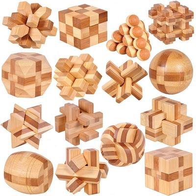 Wooden Puzzle Games Brain Teasers Toy For Teens Adults Wood Logic 3D Puzzle Magic Ball Intellectual Removing Assembling Toy