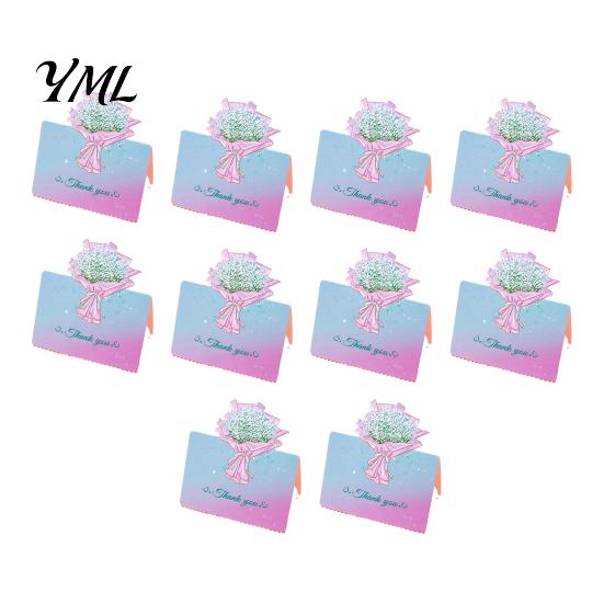 Foldable Note Cards 10Pcs 3D Bouquet Greeting Card, Thank You Best Wishes Card Folding Floral for Mother's Day Father's Birthday