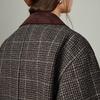 Chuyu Women's 100% Lamb Wool Plaid Tweed Corduroy Overcoat