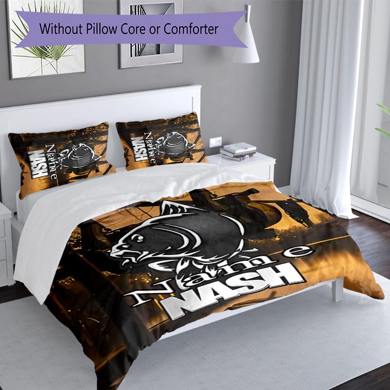 3pcs Custom Name Nash logo Set,Includes 1 Duvet Cover and 2 Pillowcases,All-season Bedroom Decor
