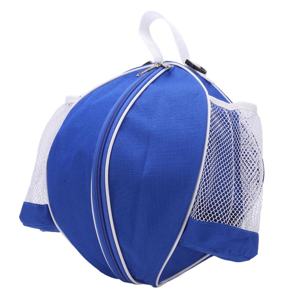 Round Mesh Basketball Bags Oxford Cloth Football Storage Pouch for Indoor Exercise SportBlue Cloth with White Edges